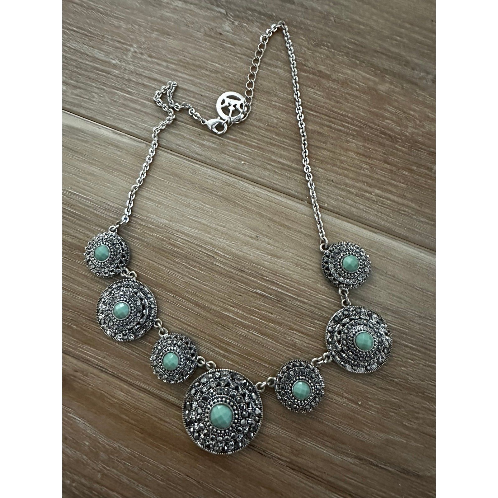 Trifari Marcasites/Faux Turquoise Necklace